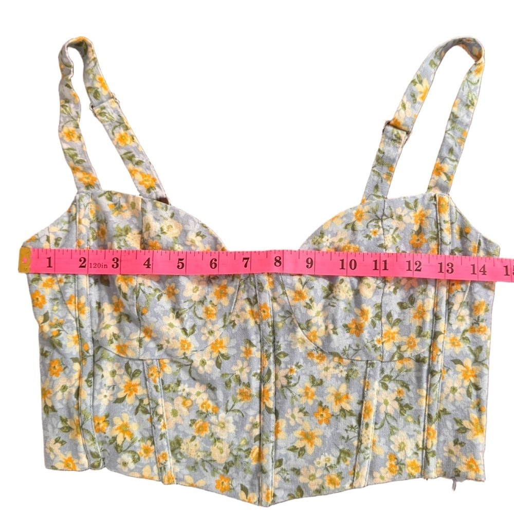NWT Altar’d State Floral Crop Top in Blue, Yellow, and Orange - Picture 4 of 6